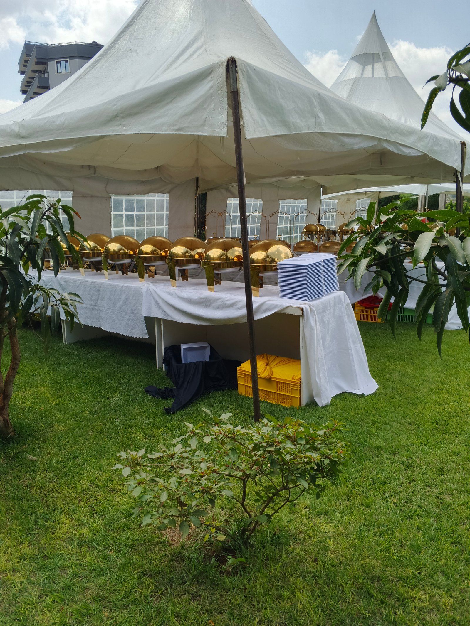 Organized tech event with glowing lights